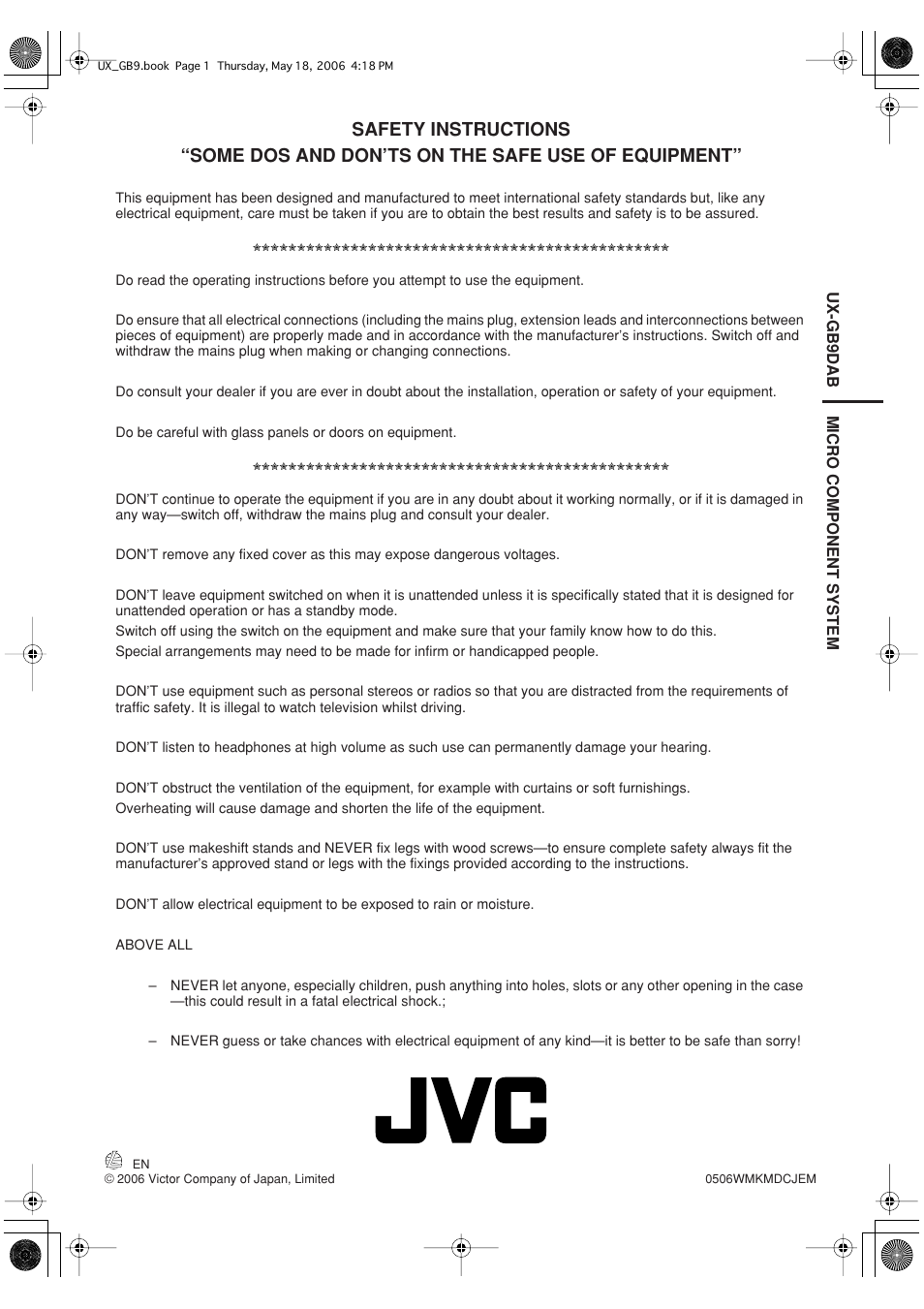 JVC Micro Component System UX-GB9DAB User Manual | Page 28 / 28