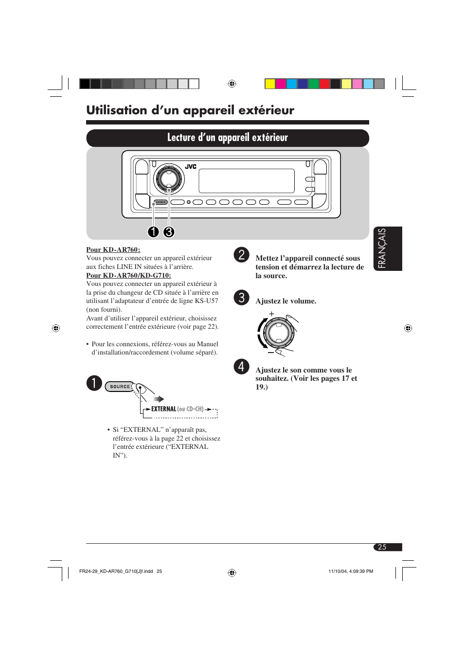 Utilisation d’un appareil extérieur | JVC KD-AR760 User Manual | Page 93 / 105