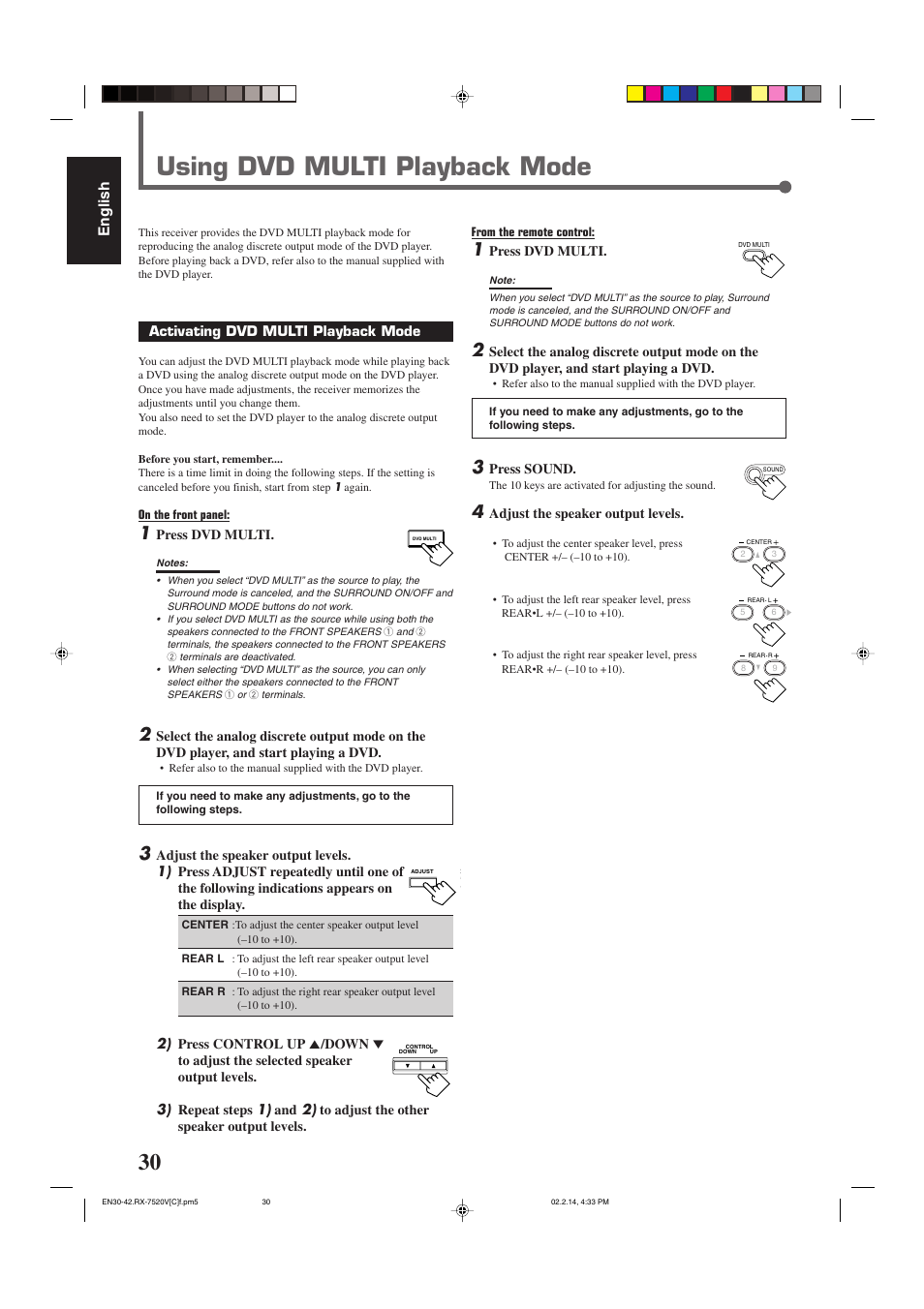 Using dvd multi playback mode, English | JVC RX-7520VBK User Manual | Page 33 / 46