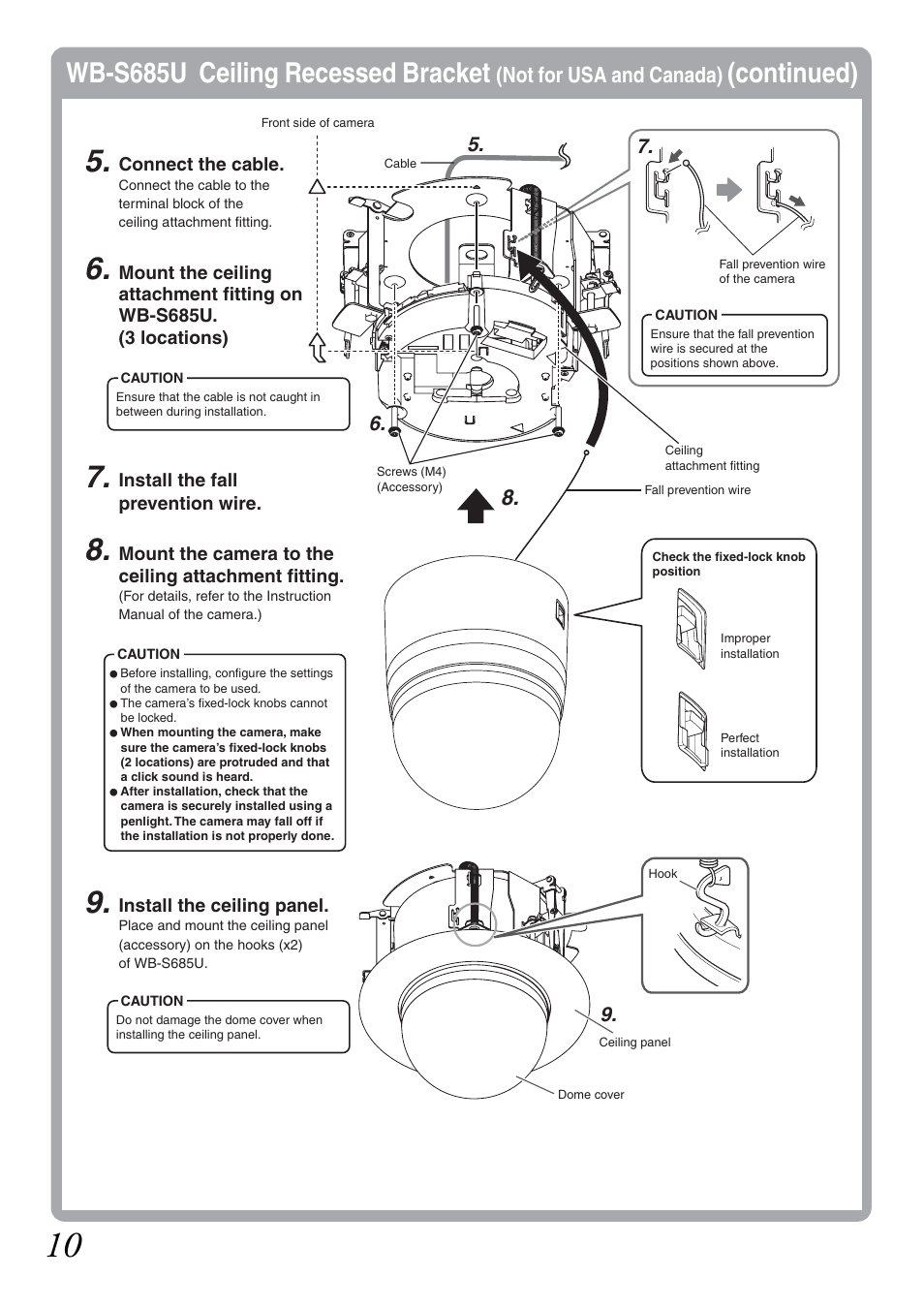 Wb-s685u ceiling recessed bracket, Continued), Not for usa and canada) | JVC WB-S681U User Manual | Page 10 / 24