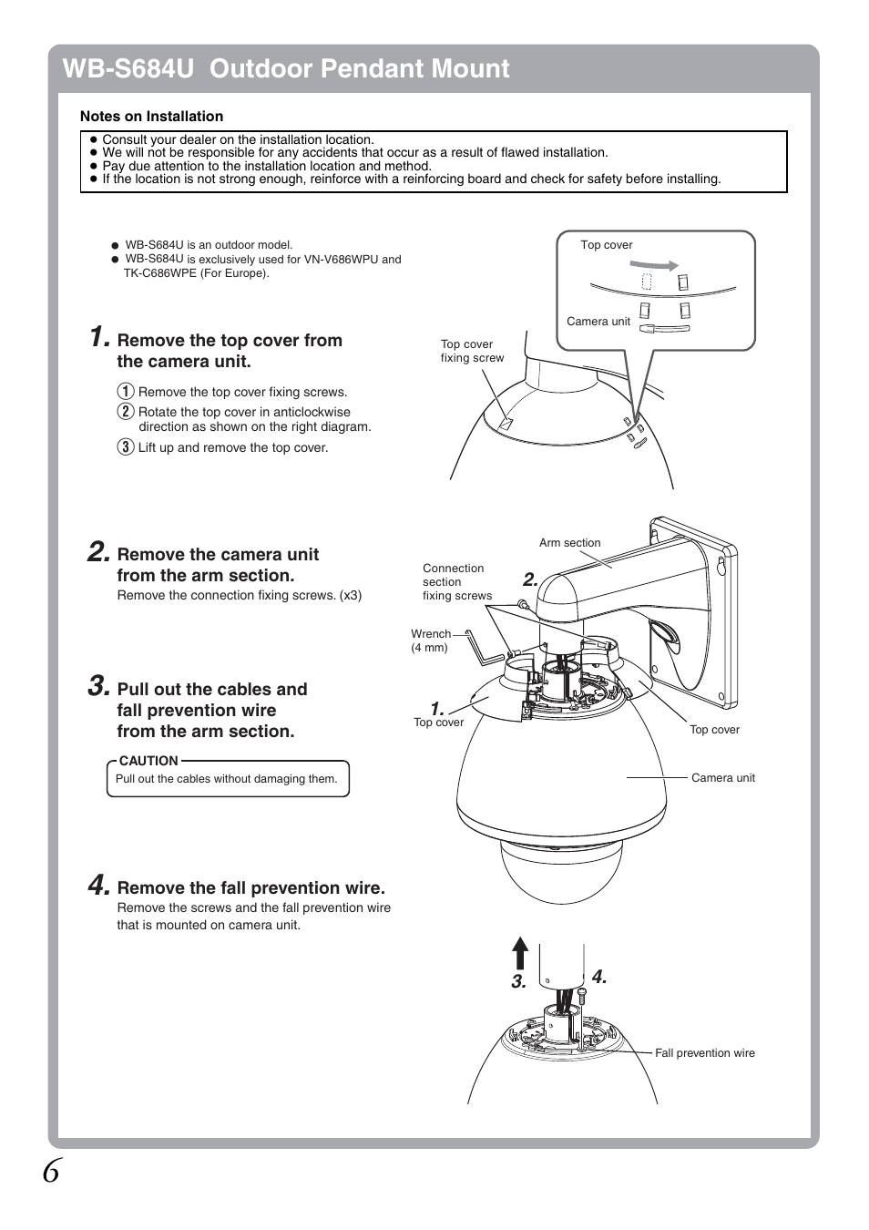 Wb-s684u outdoor pendant mount | JVC WB-S681U User Manual | Page 6 / 24