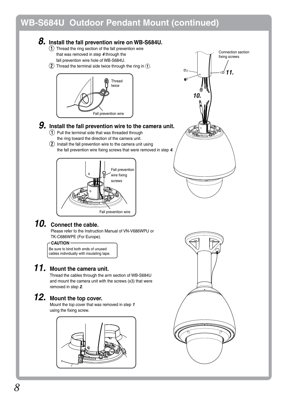 Wb-s684u outdoor pendant mount (continued) | JVC WB-S681U User Manual | Page 8 / 24