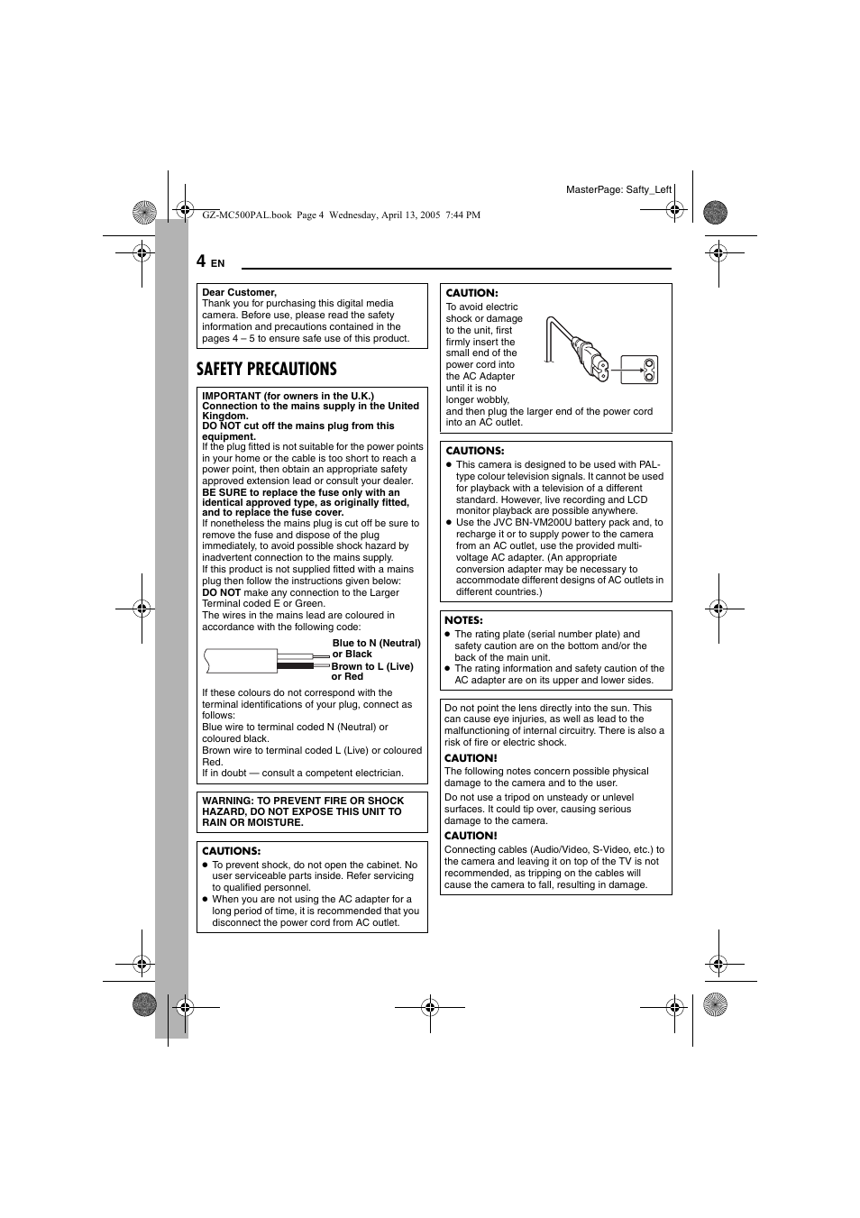 Safety precautions | JVC GZ-MC500E/EK User Manual | Page 4 / 64