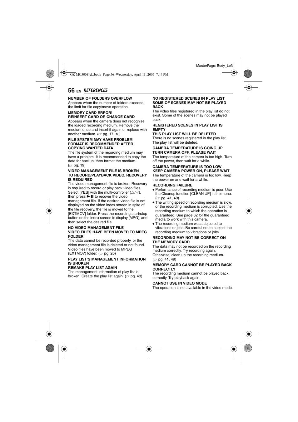 Pg. 56), The sound is | JVC GZ-MC500E/EK User Manual | Page 56 / 64