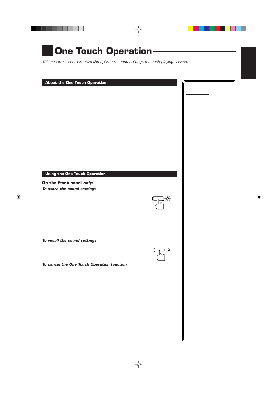 One touch operation | JVC RM-SR774XU User Manual | Page 29 / 76