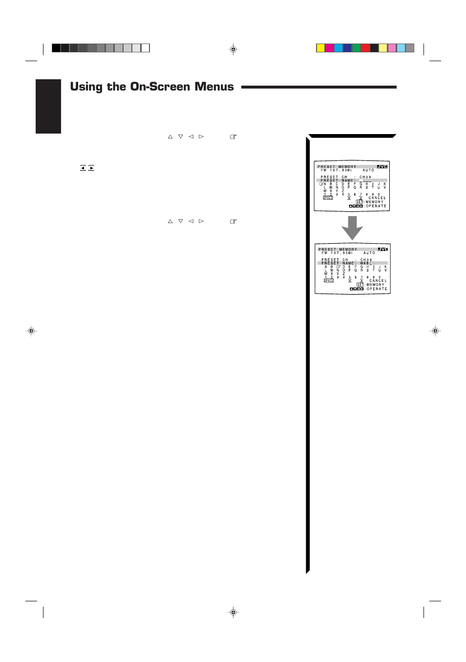 Using the on-screen menus | JVC RM-SR774XU User Manual | Page 56 / 76