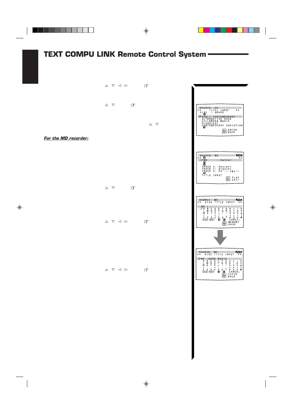 Text compu link remote control system | JVC RM-SR774XU User Manual | Page 64 / 76