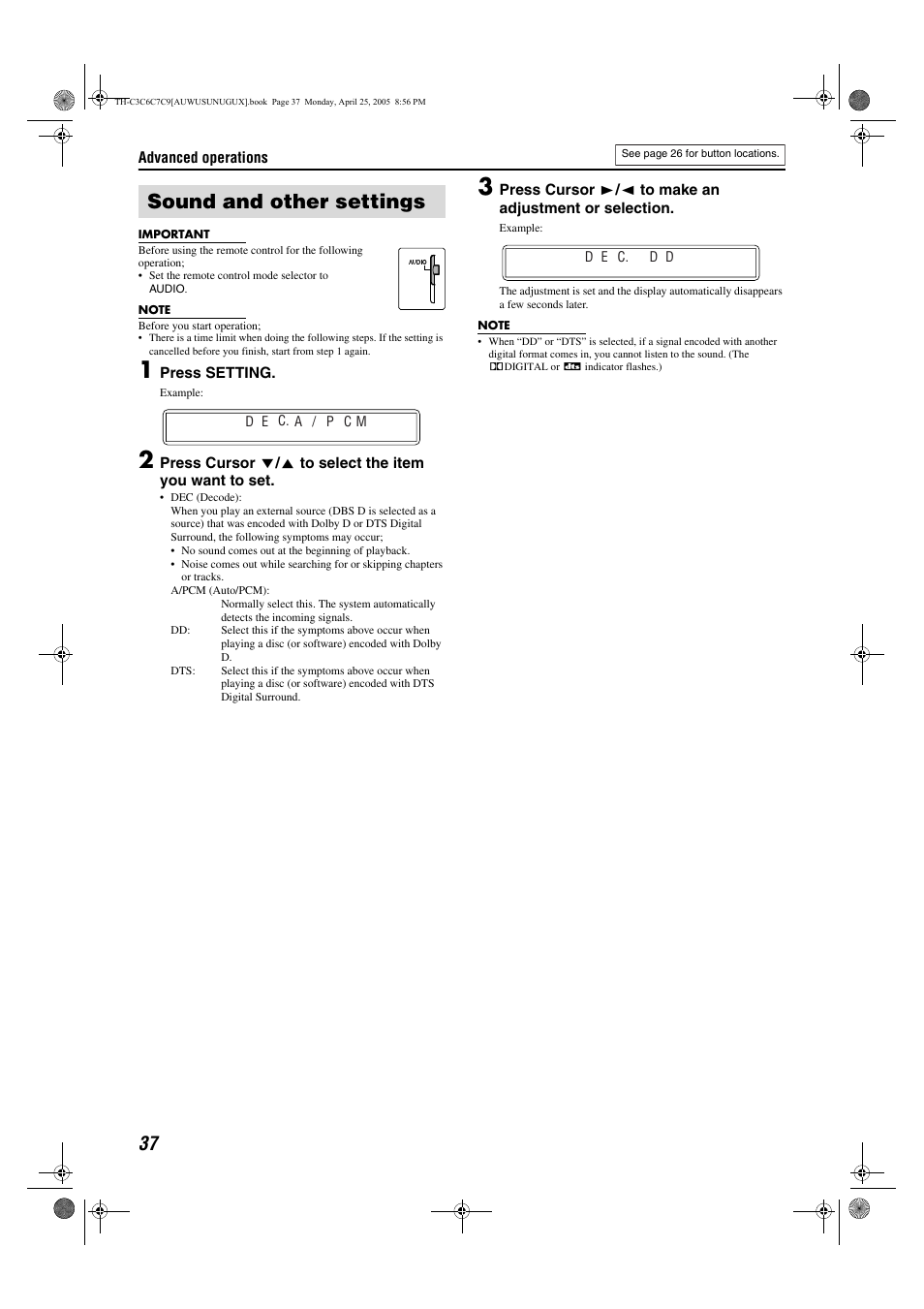 Sound and other settings | JVC GVT0150-008UX User Manual | Page 40 / 97