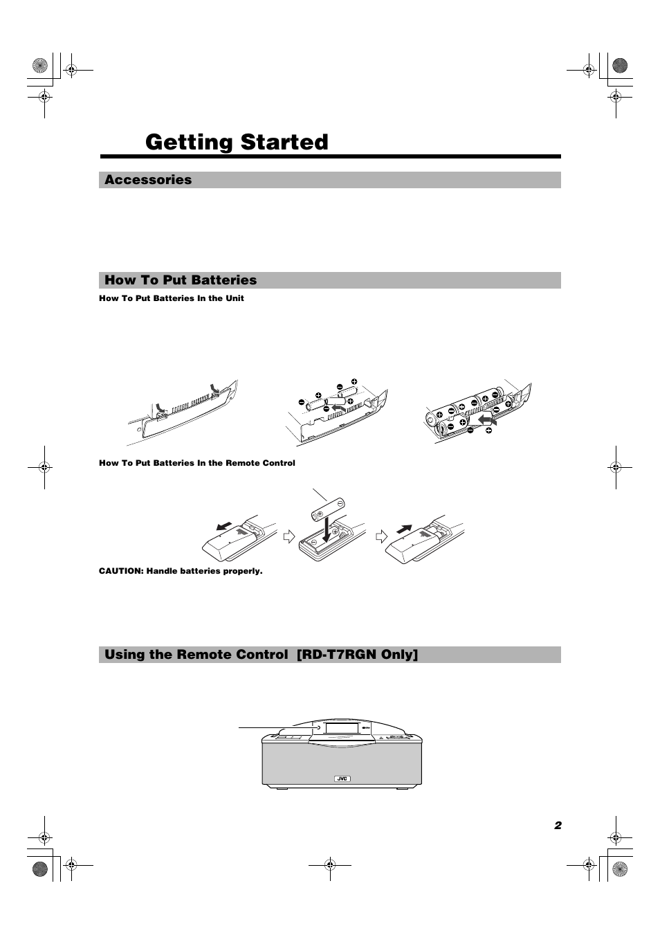 Getting started | JVC RD-T7RGN User Manual | Page 5 / 16