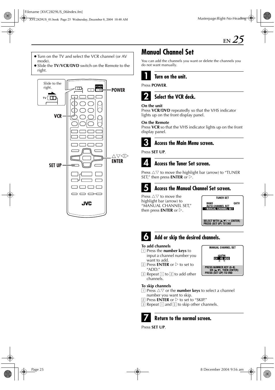 Manual channel set | JVC HR-XVC29SU User Manual | Page 25 / 76