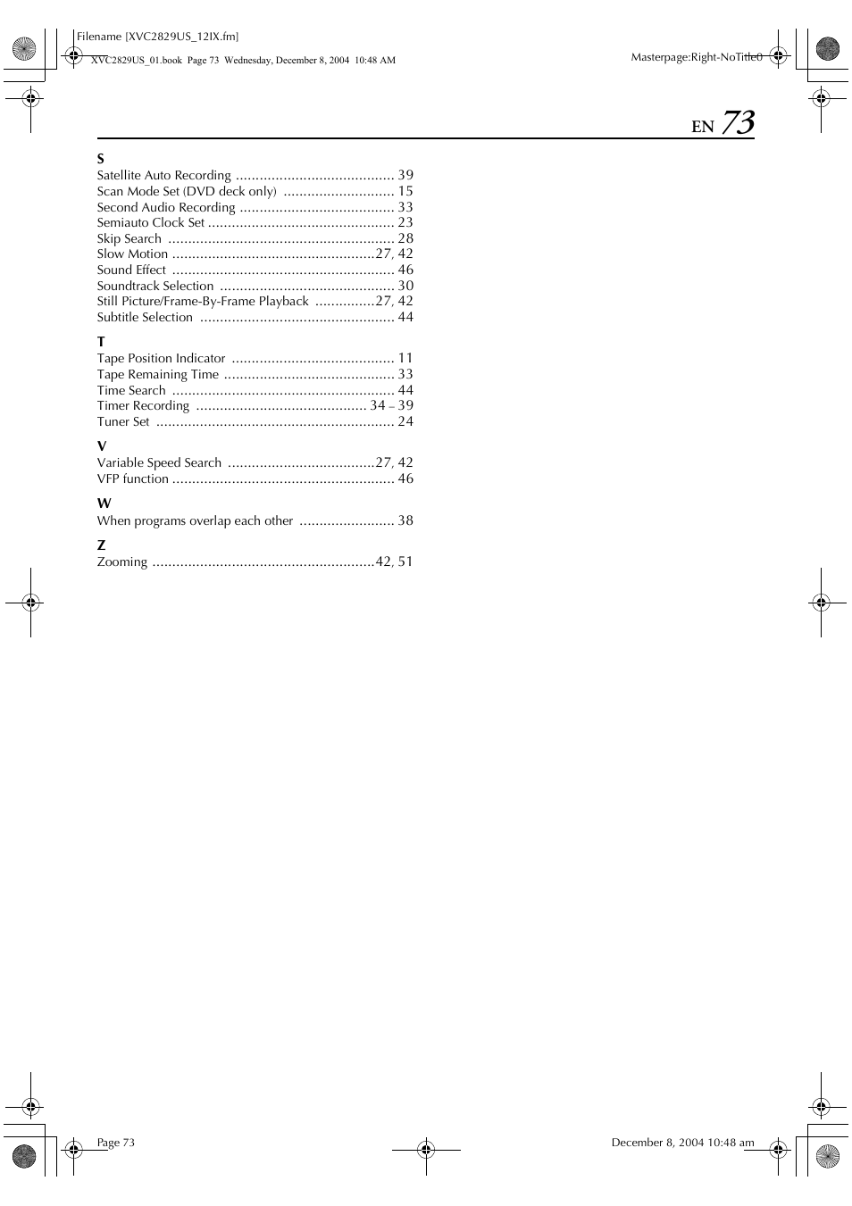 JVC HR-XVC29SU User Manual | Page 73 / 76