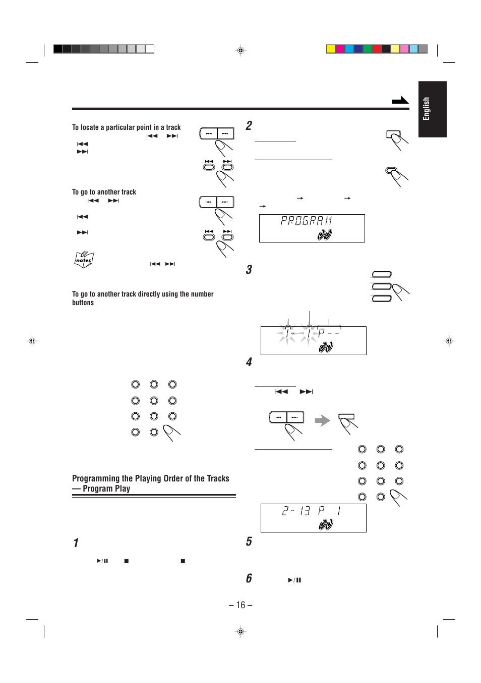 English, Load discs, Select the program play mode. on the unit | On the remote control, Program other tracks you want, Press cd 6 | JVC CA-MXJ200 User Manual | Page 21 / 42