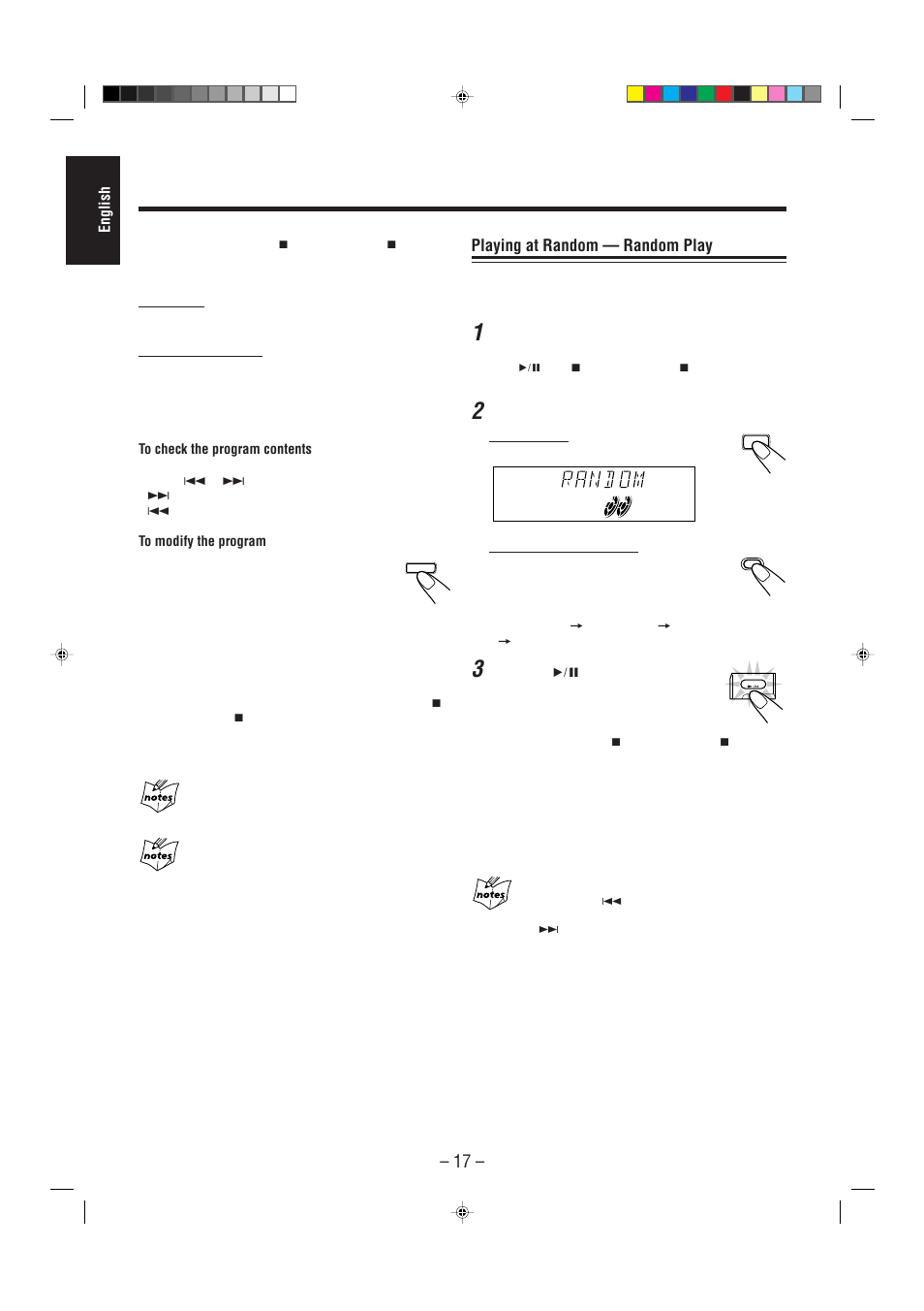 Playing at random — random play | JVC CA-MXJ200 User Manual | Page 22 / 42