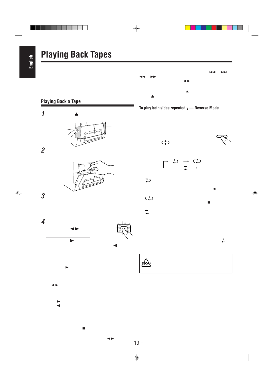 Playing back tapes | JVC CA-MXJ200 User Manual | Page 24 / 42