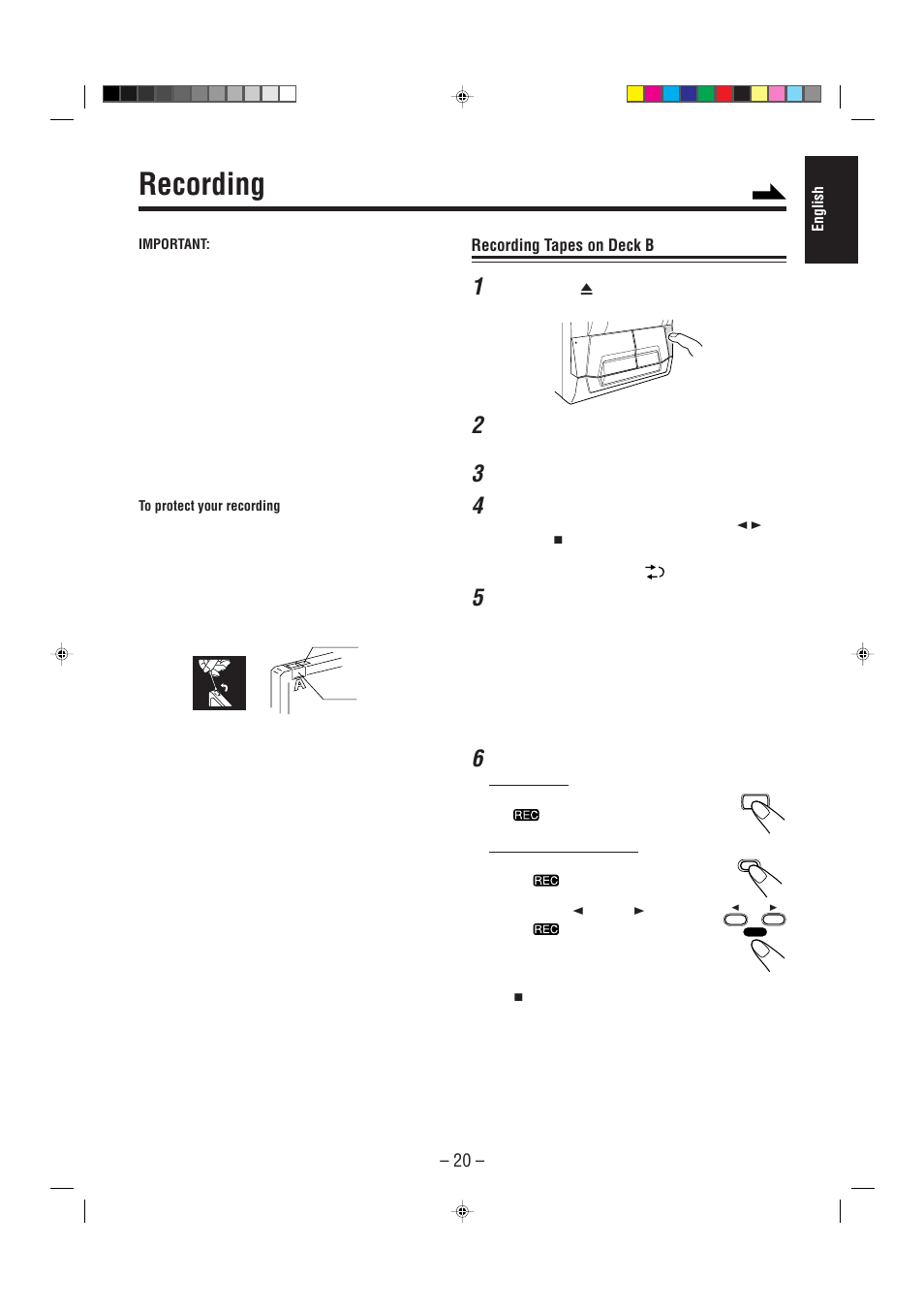 Recording, Recording tapes on deck b | JVC CA-MXJ200 User Manual | Page 25 / 42