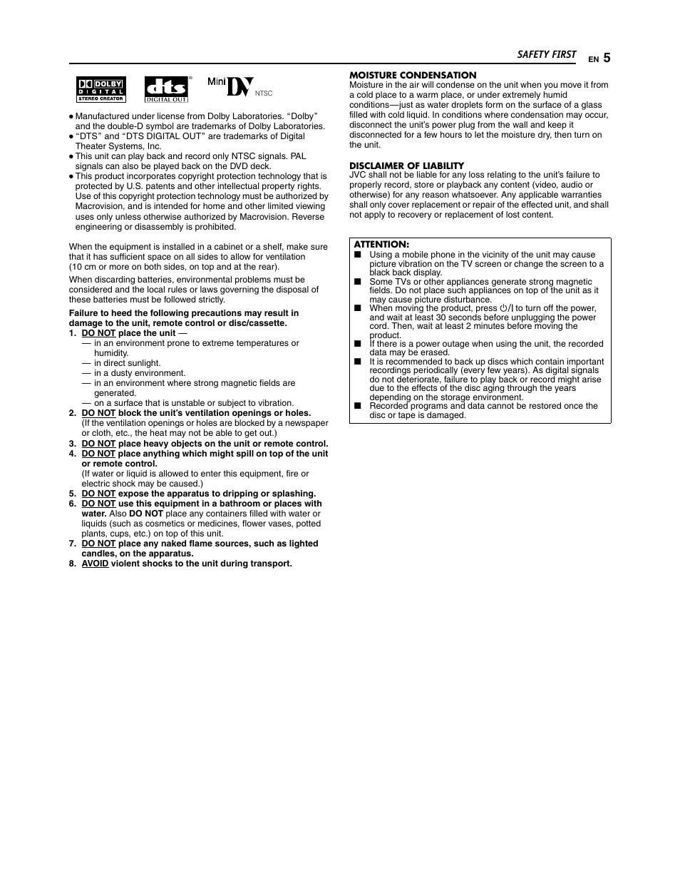 JVC SR-DVM700U User Manual | Page 5 / 88