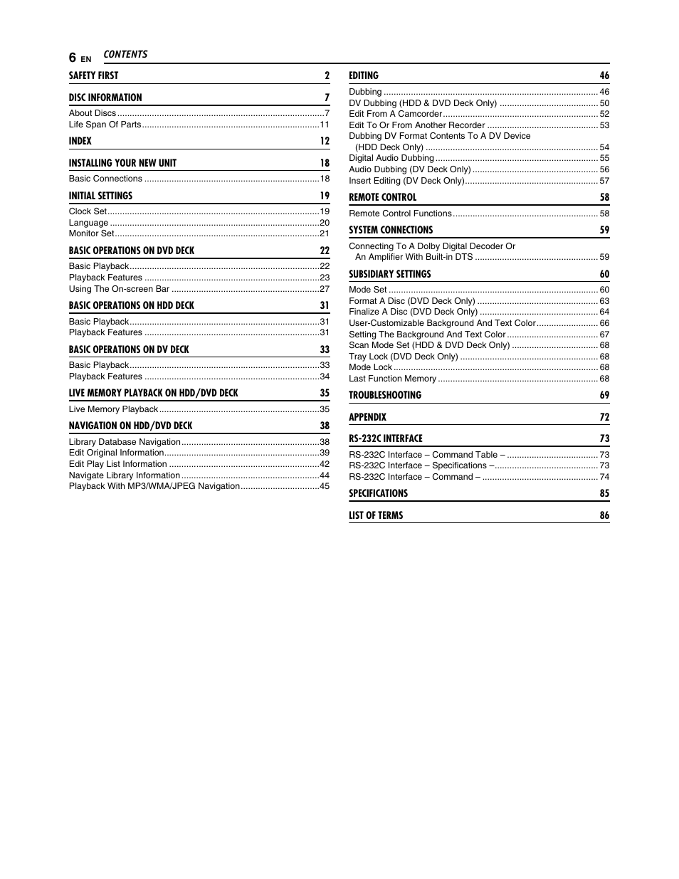 JVC SR-DVM700U User Manual | Page 6 / 88