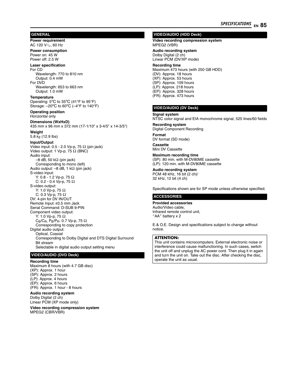 JVC SR-DVM700U User Manual | Page 85 / 88