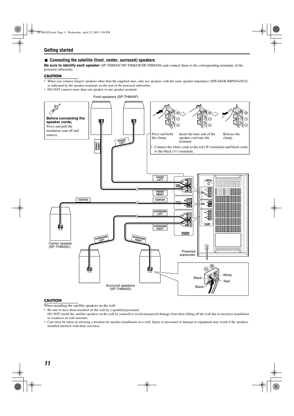 A pg. 11, Getting started | JVC TH-M42 User Manual | Page 14 / 130