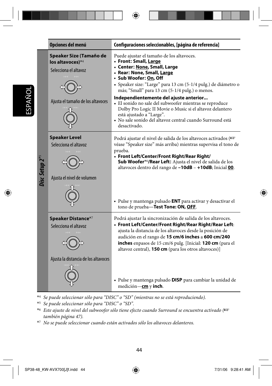 Español, Disc setup 2 | JVC KW-AVX706 User Manual | Page 102 / 177