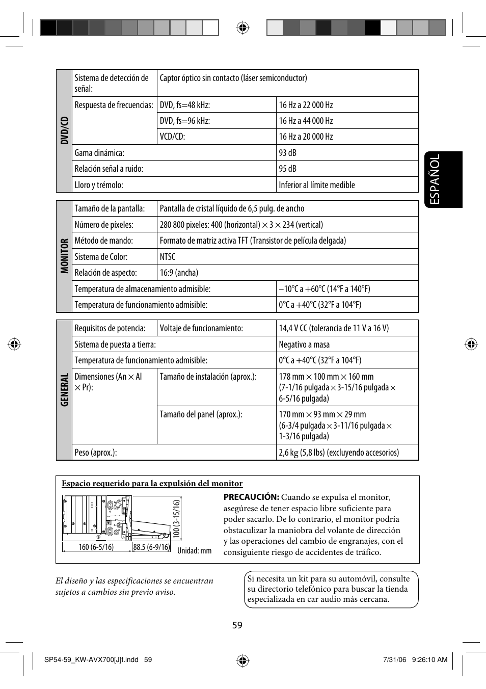 Español | JVC KW-AVX706 User Manual | Page 117 / 177