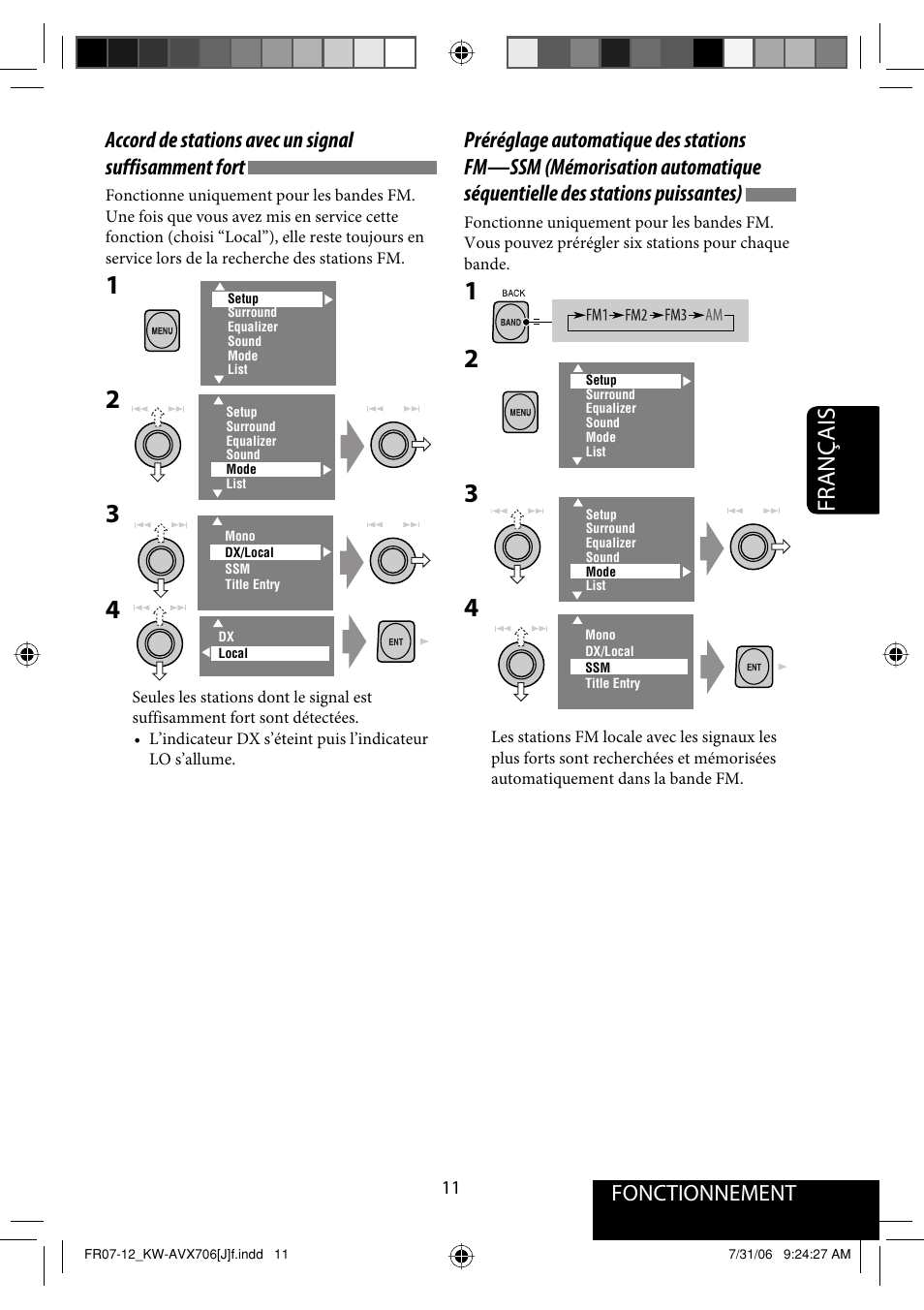 Français, Fonctionnement | JVC KW-AVX706 User Manual | Page 127 / 177