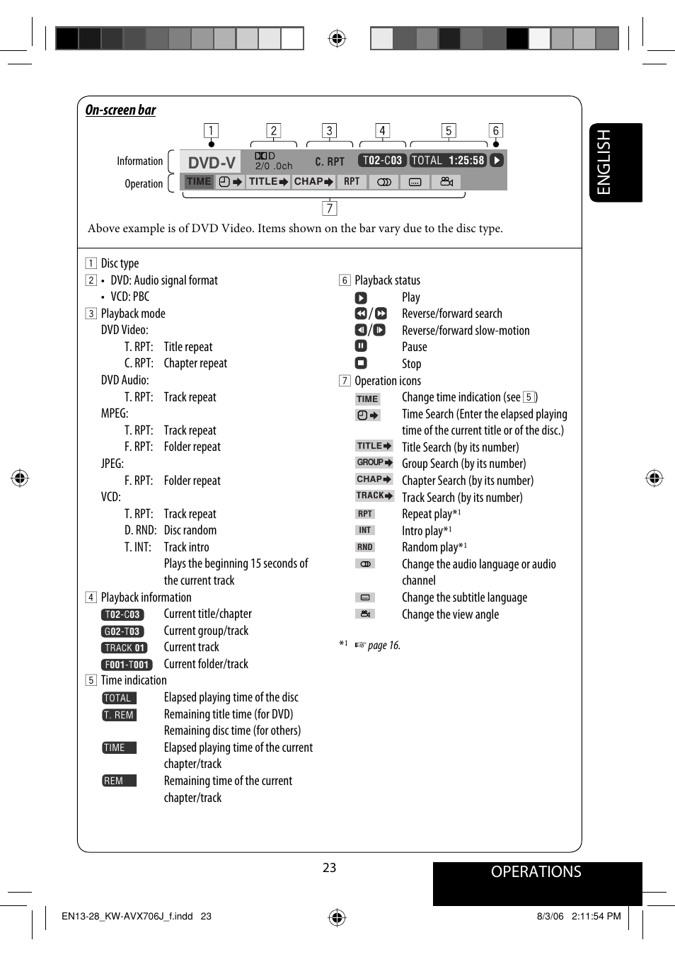 English, Operations | JVC KW-AVX706 User Manual | Page 23 / 177