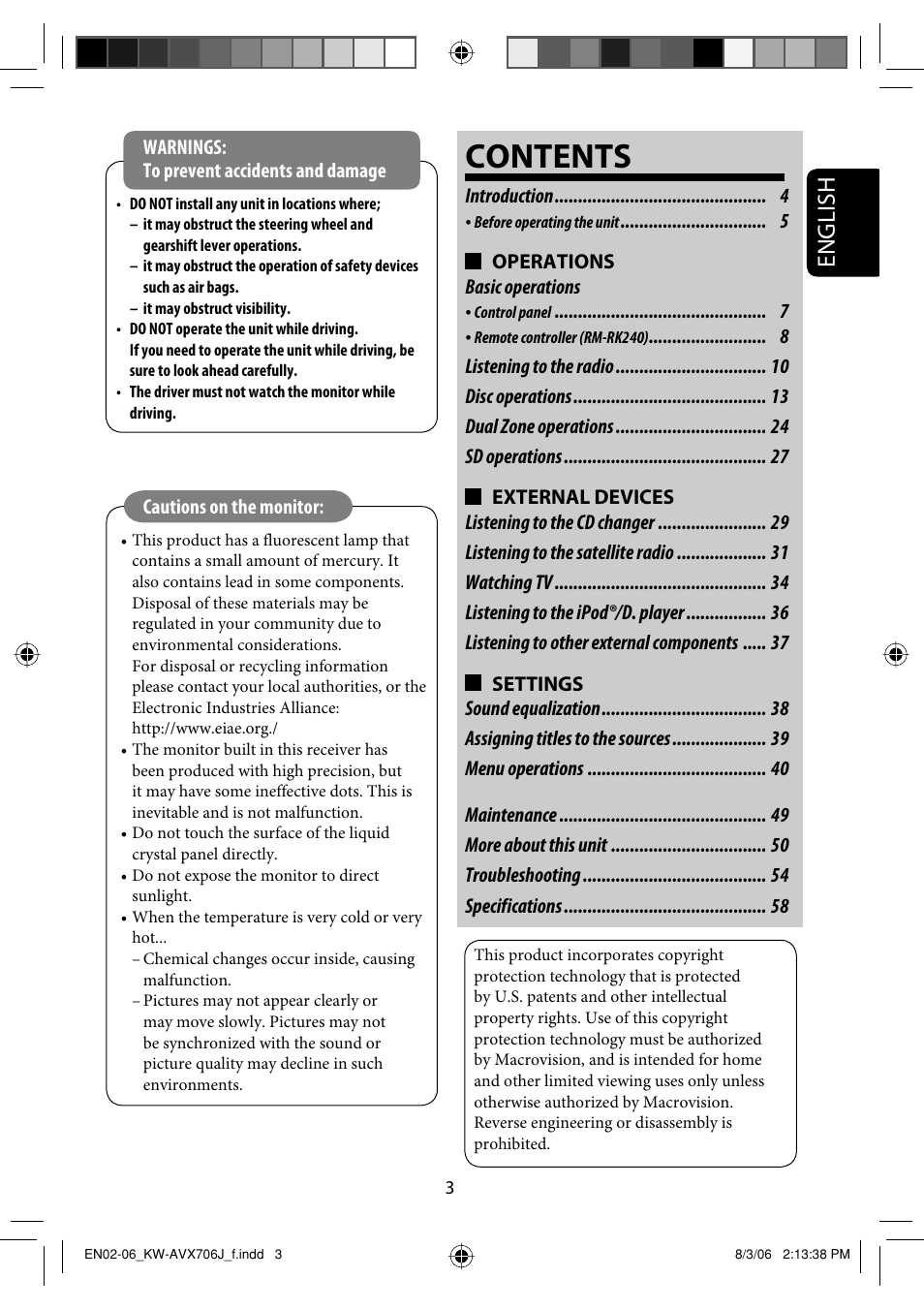 JVC KW-AVX706 User Manual | Page 3 / 177