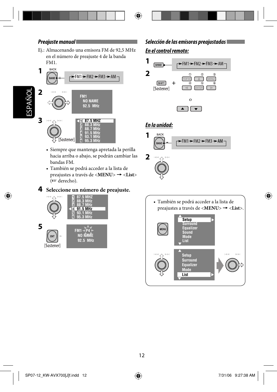 Español | JVC KW-AVX706 User Manual | Page 70 / 177