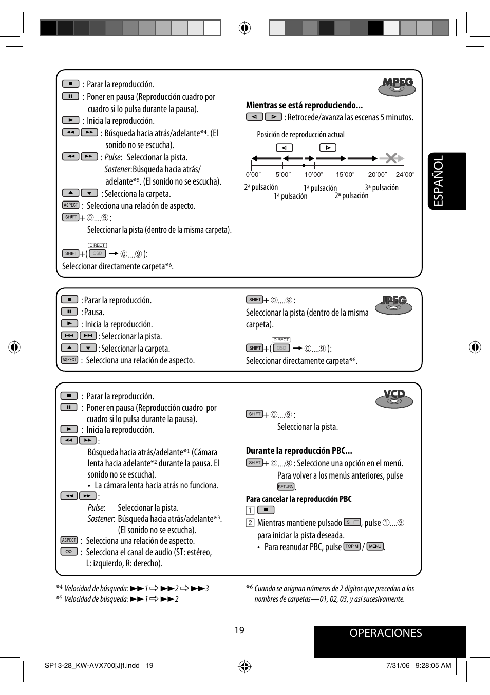 Español, Operaciones | JVC KW-AVX706 User Manual | Page 77 / 177