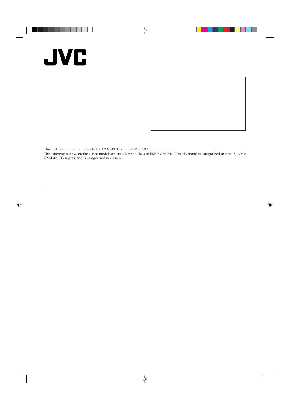 JVC GM P420UG User Manual | Page 3 / 40