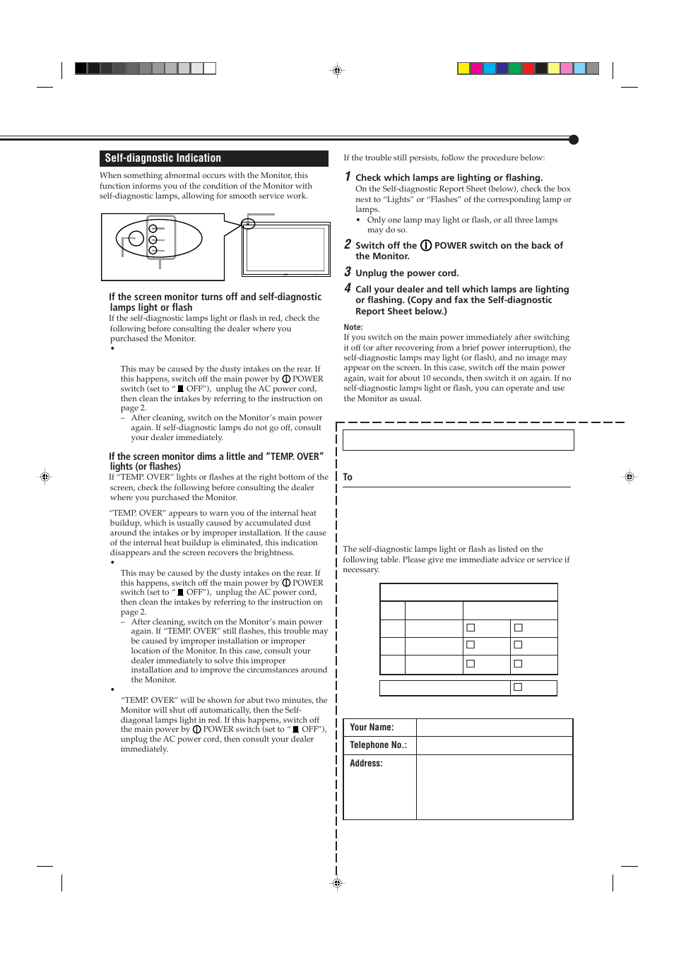 Self-diagnostic report sheet | JVC GM P420UG User Manual | Page 37 / 40