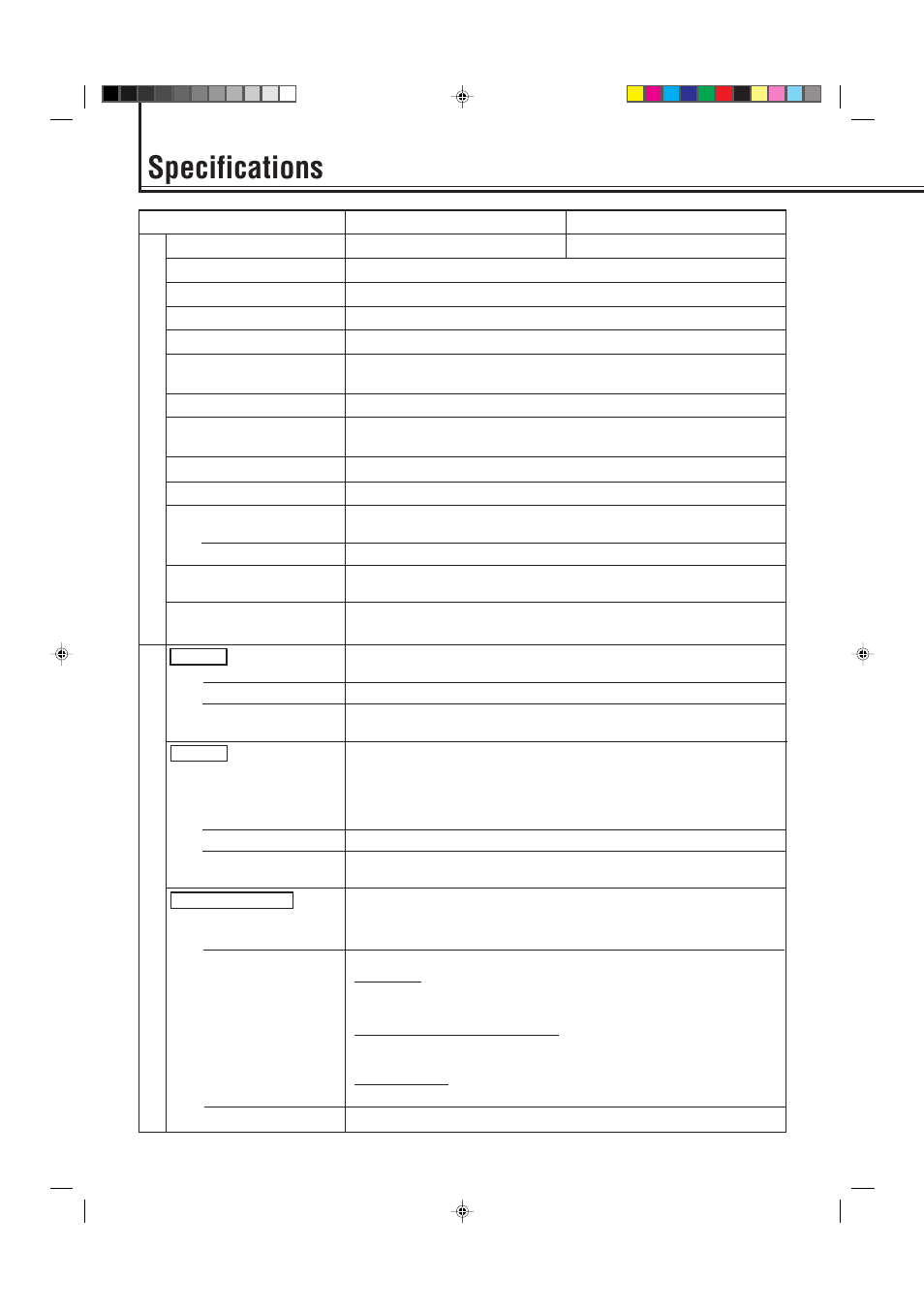 Specifications | JVC GM P420UG User Manual | Page 38 / 40