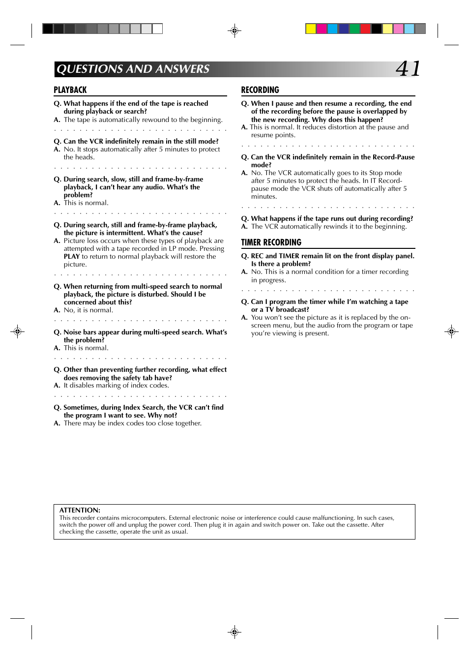 Questions and answers | JVC HR-J633U User Manual | Page 41 / 48