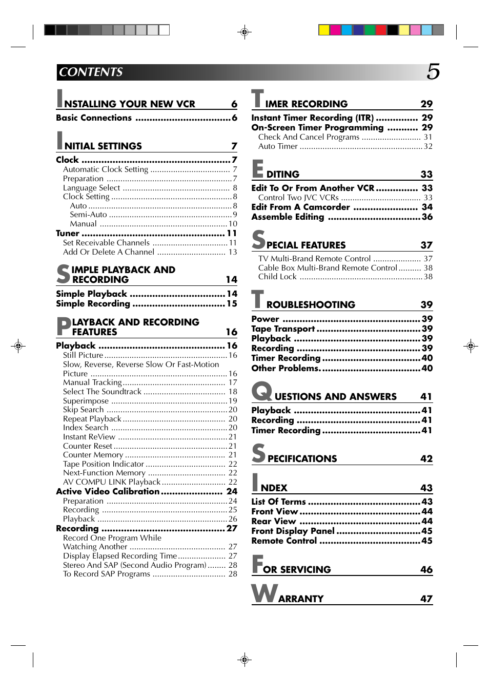 JVC HR-J633U User Manual | Page 5 / 48
