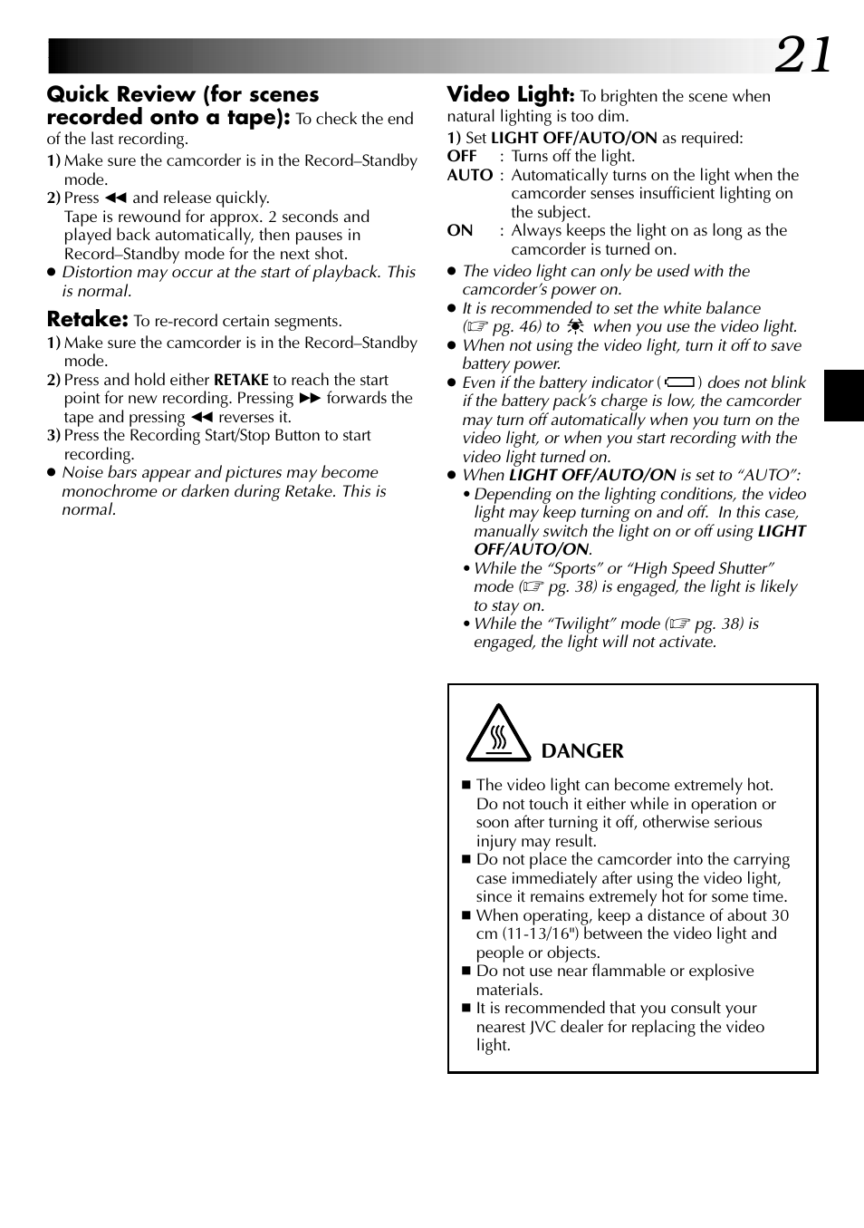 JVC COMPACT GR-SXM735 User Manual | Page 21 / 76