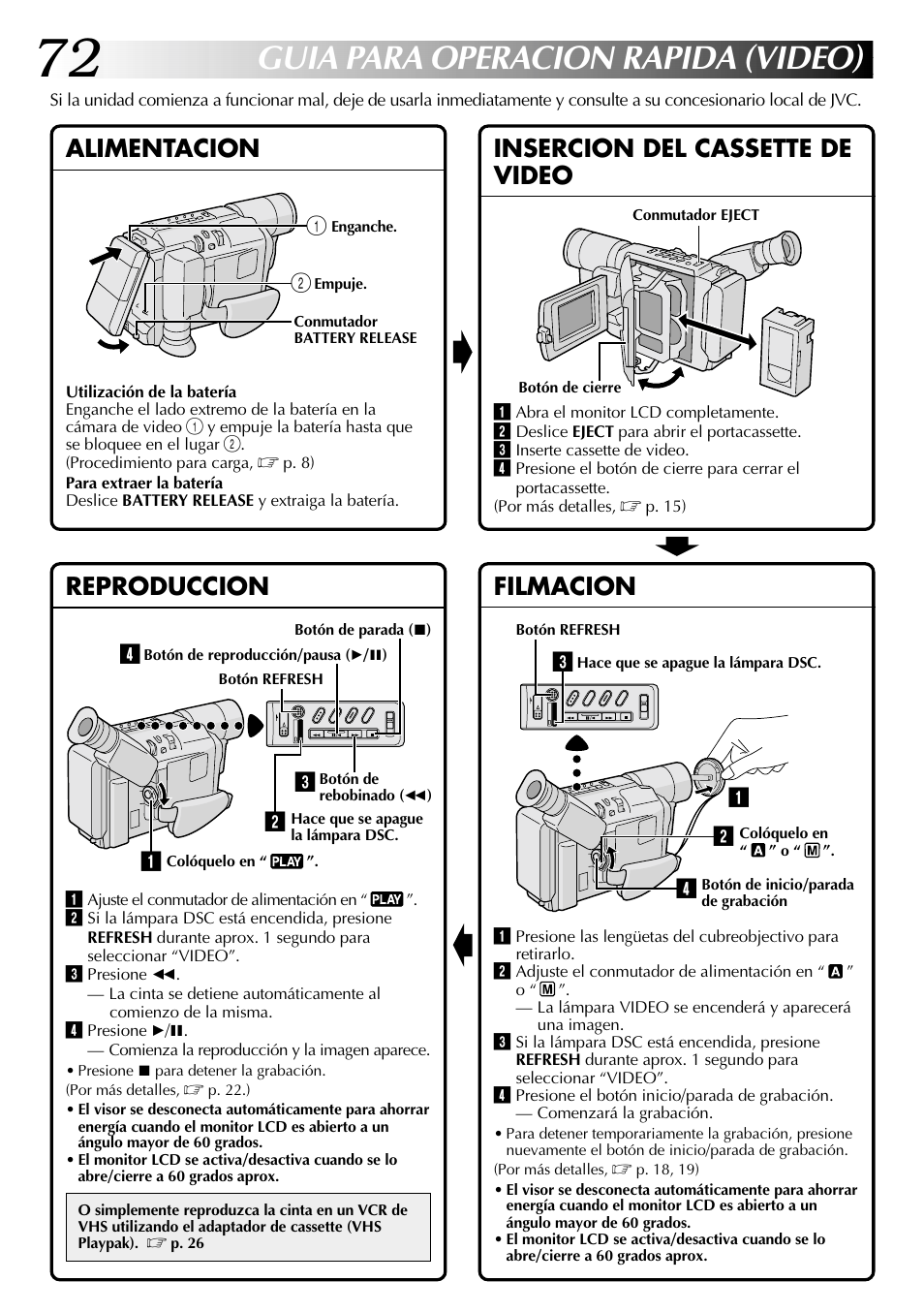 Guia para operacion rapida (video), En 2 | JVC COMPACT GR-SXM735 User Manual | Page 72 / 76