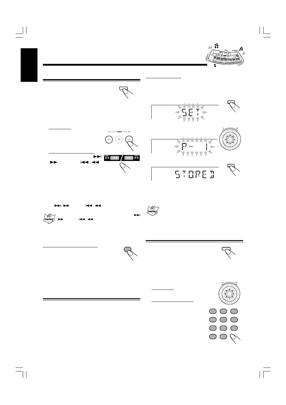 Listening to fm and am broadcasts, Tuning in to a station, Presetting stations | Tuning in to a preset station | JVC CA-HXZ9V User Manual | Page 18 / 54