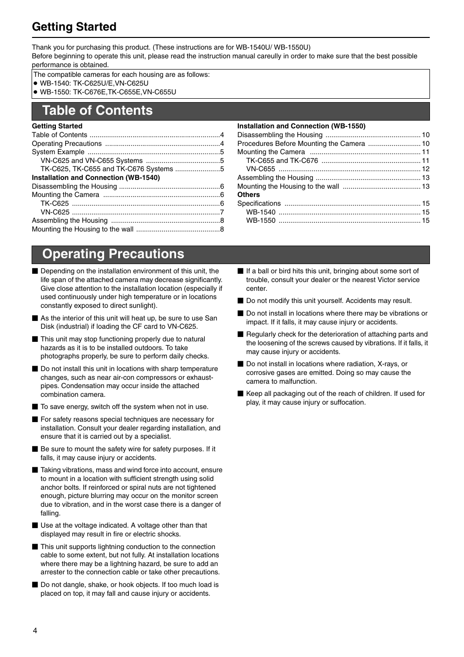 JVC WB-1550 User Manual | Page 4 / 16