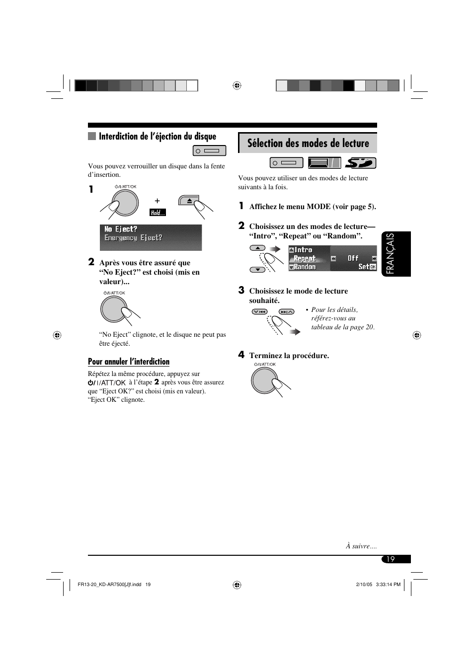 Sélection des modes de lecture | JVC KD-AR7500 User Manual | Page 123 / 159