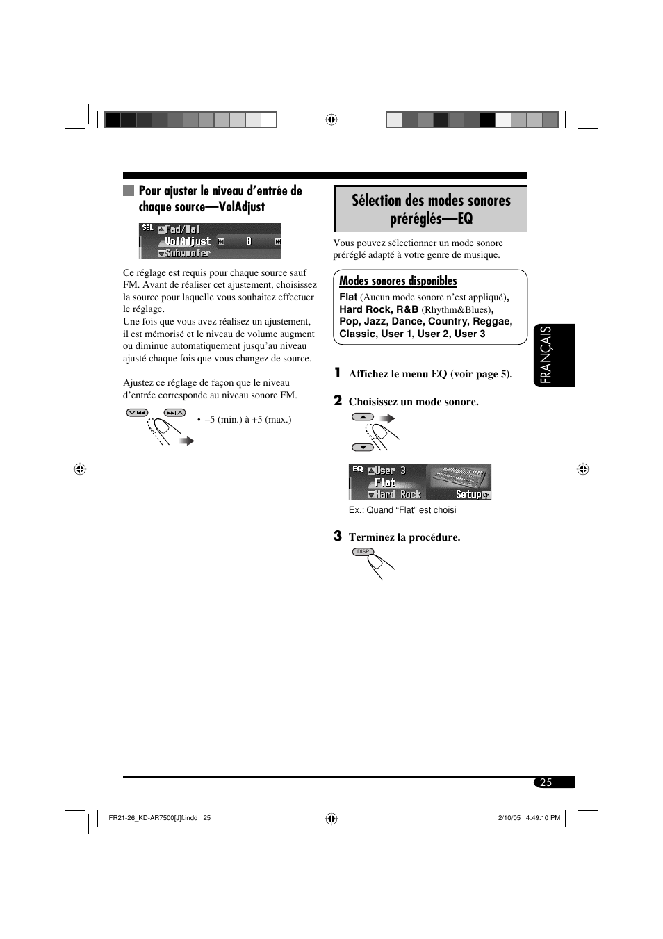 Sélection des modes sonores préréglés—eq | JVC KD-AR7500 User Manual | Page 129 / 159