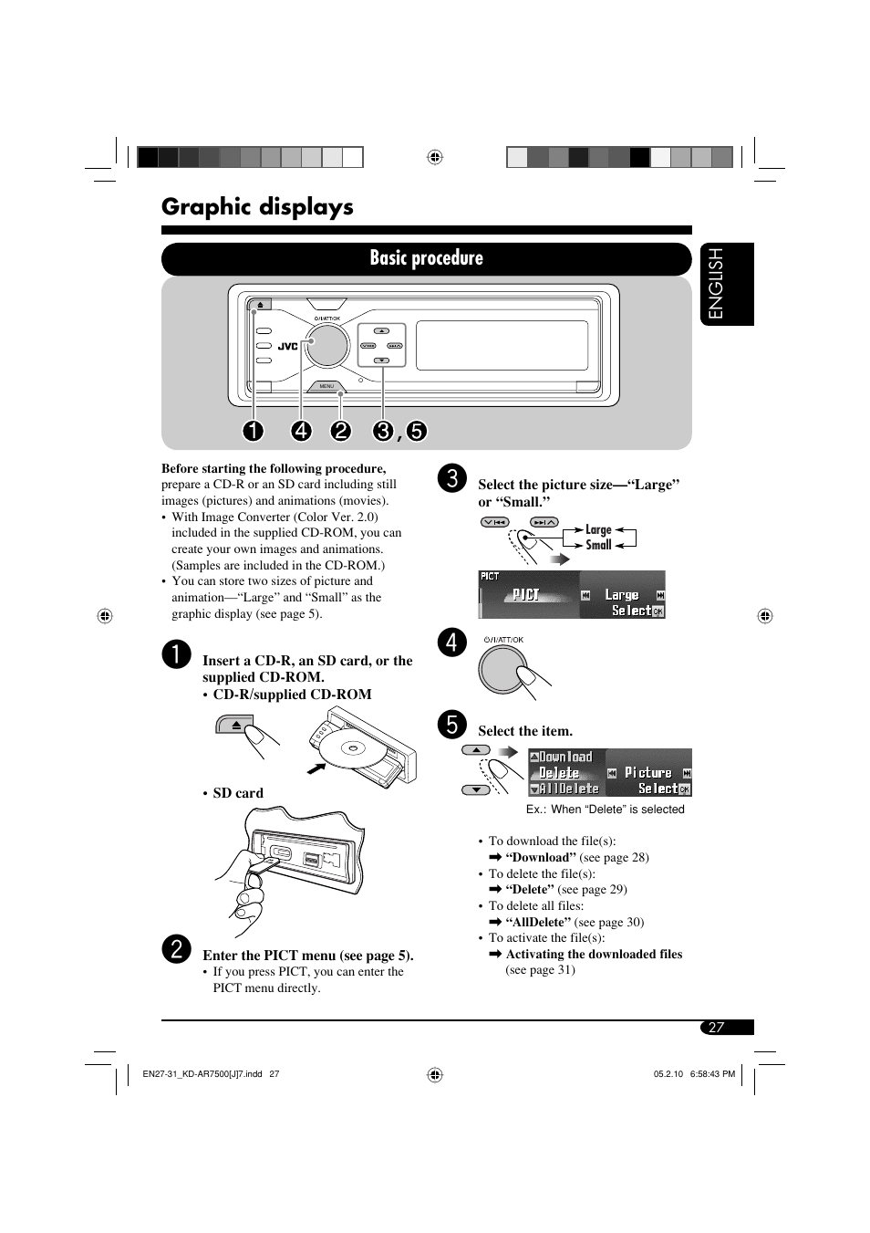 Graphic displays, Basic procedure | JVC KD-AR7500 User Manual | Page 27 / 159