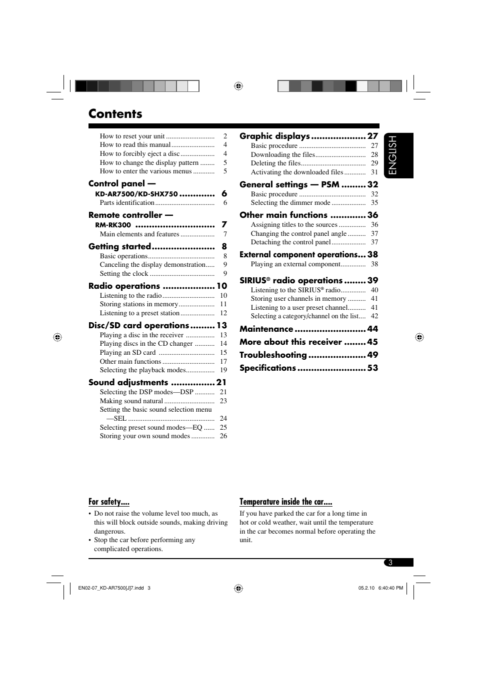 JVC KD-AR7500 User Manual | Page 3 / 159