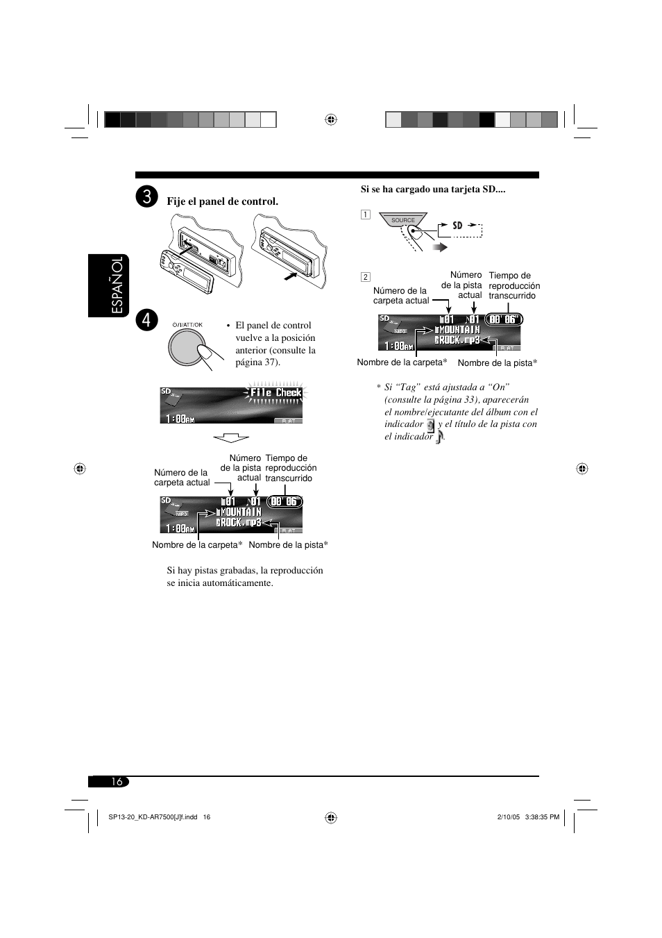 Esp a ñ ol | JVC KD-AR7500 User Manual | Page 68 / 159