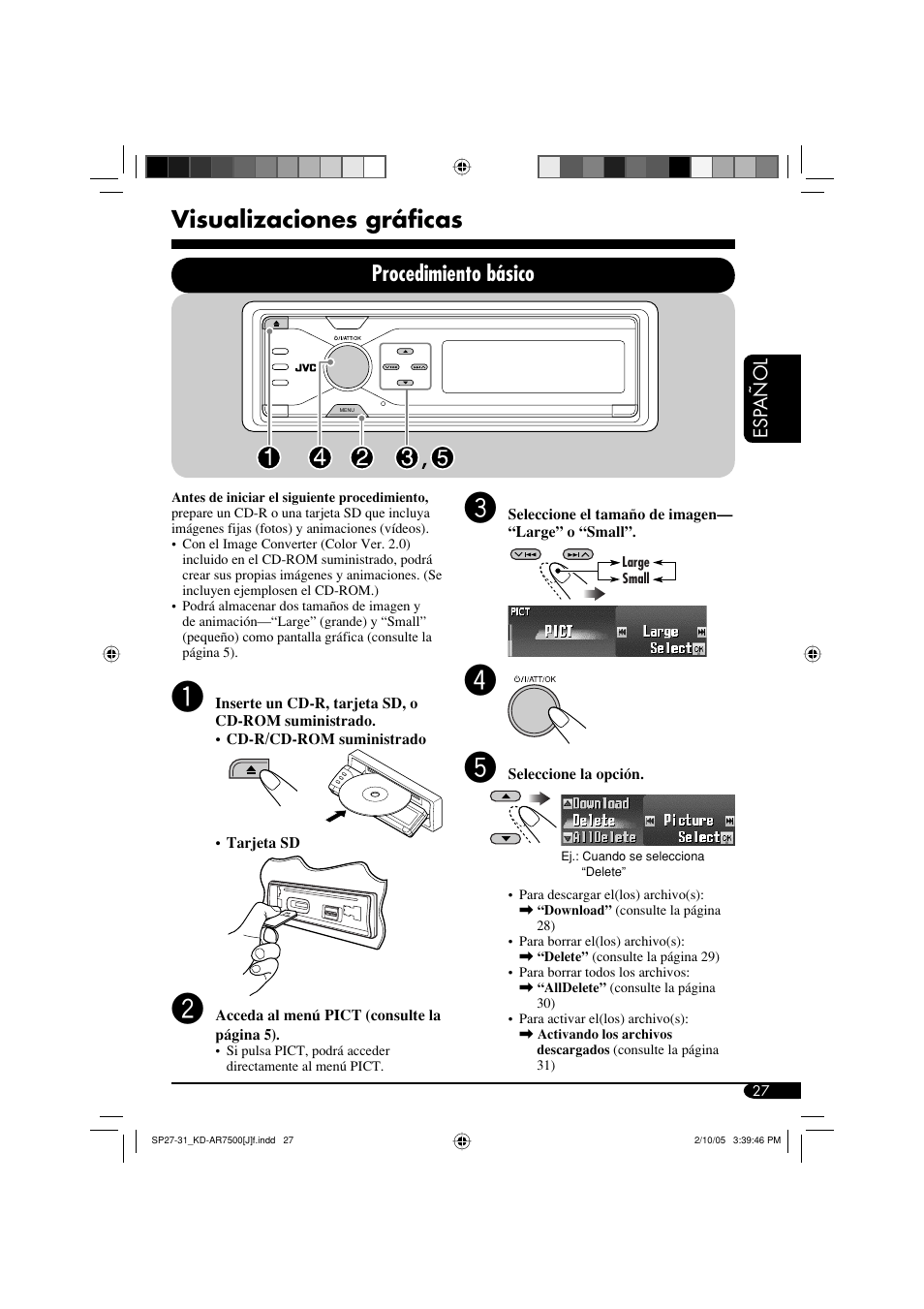 Visualizaciones gráficas, Procedimiento básico | JVC KD-AR7500 User Manual | Page 79 / 159