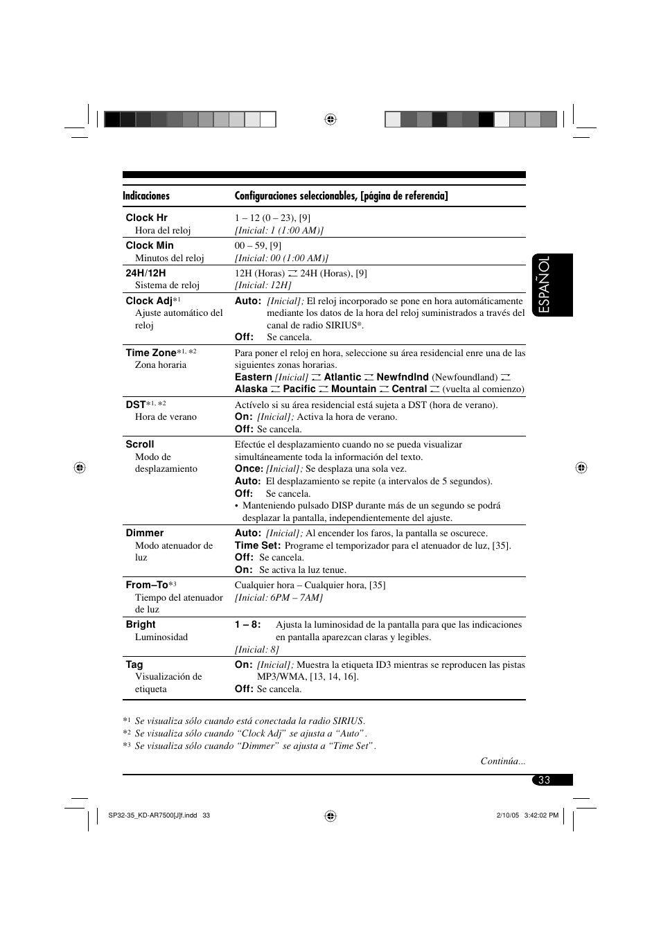 Esp añol | JVC KD-AR7500 User Manual | Page 85 / 159