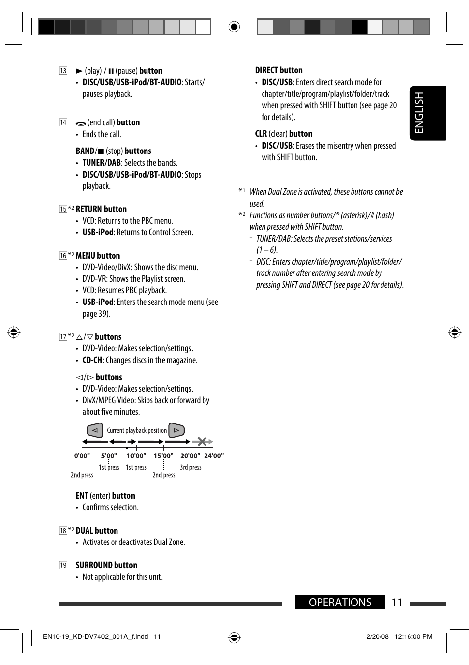 English 11 operations | JVC DVD/CD Receiver KD-DV7401 User Manual | Page 11 / 267