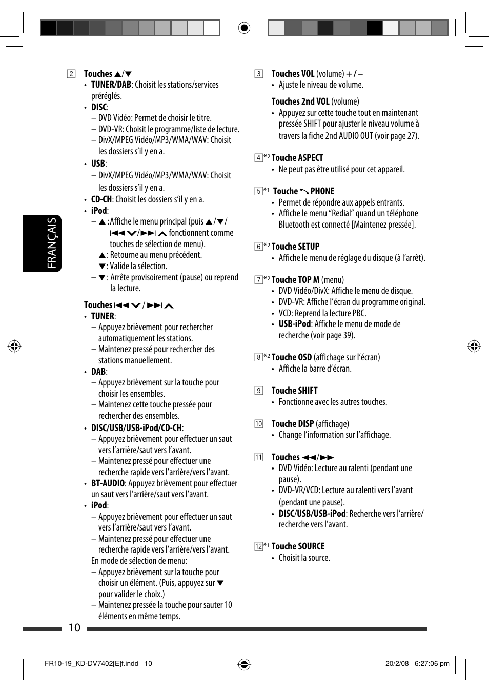 10 français | JVC DVD/CD Receiver KD-DV7401 User Manual | Page 142 / 267