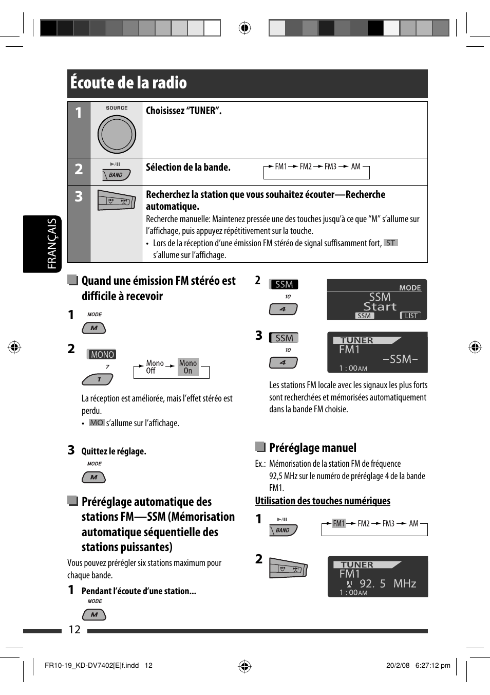 Écoute de la radio | JVC DVD/CD Receiver KD-DV7401 User Manual | Page 144 / 267