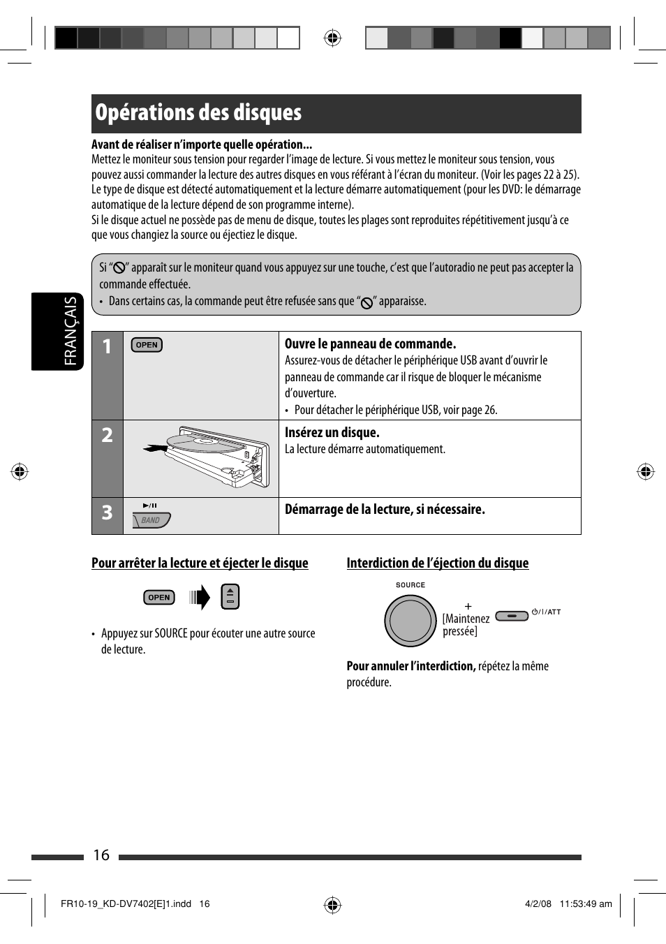 Opérations des disques | JVC DVD/CD Receiver KD-DV7401 User Manual | Page 148 / 267